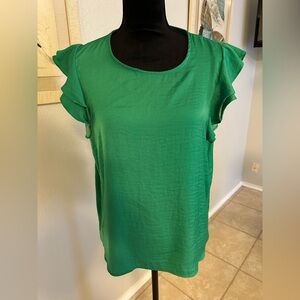 Who What Wear Emerald Ruffle Sleeve Blouse Size Large